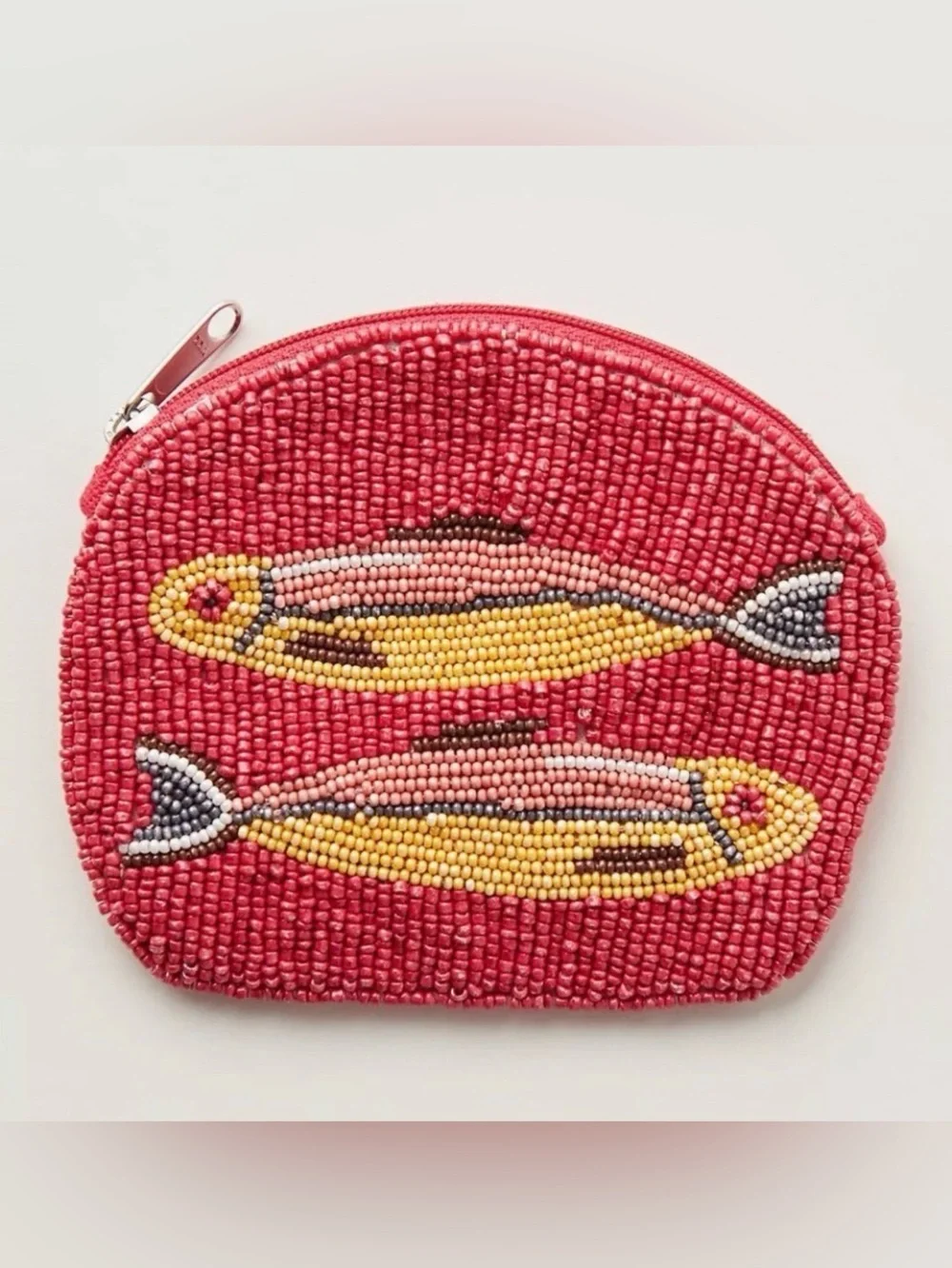 NWT Free People Gone Fishing Beaded Wallet in Coral